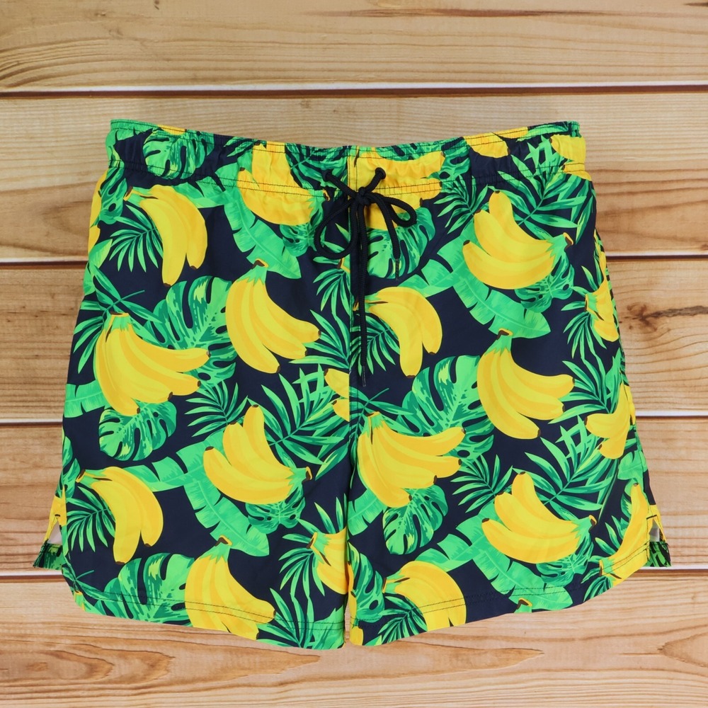 George Swim Trunks‎ w/ Liner Mens XL Multicolor Bananas Drawstring Stretch Waist